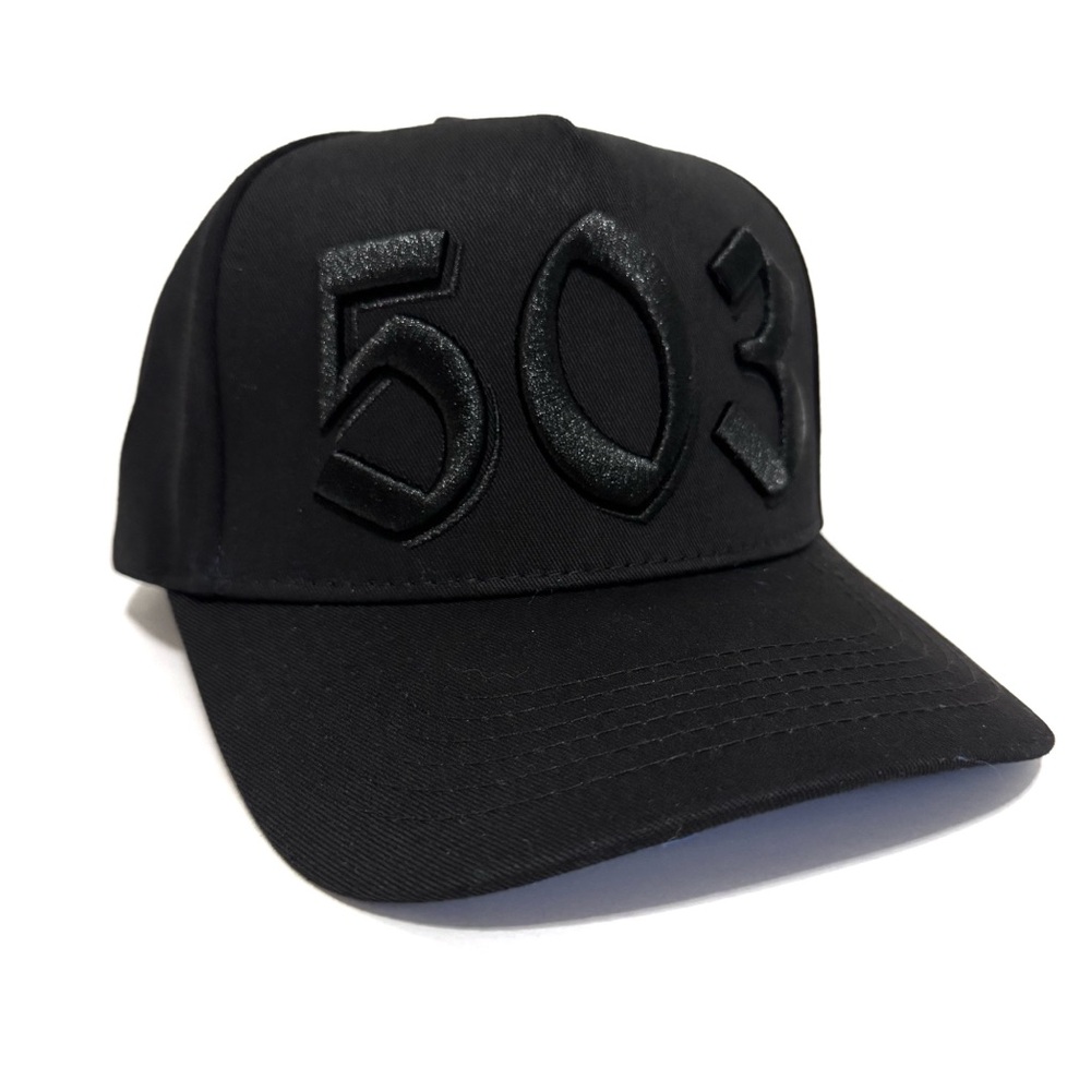 El Salvador 503 Black On Black SnapBack Hat Cap Curved Billed Adjustable